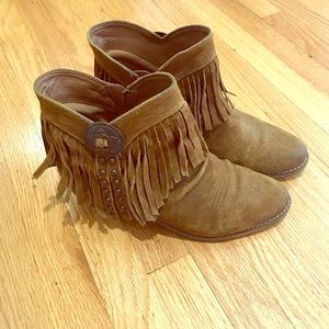 Sam Edelman Brown Fringe Booties